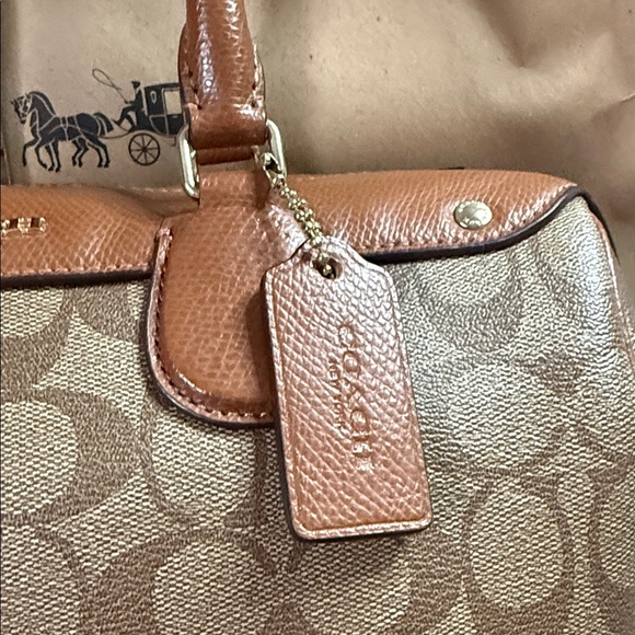 Coach Bennett Tan and Brown Signature Satchel - Picture 4 of 16